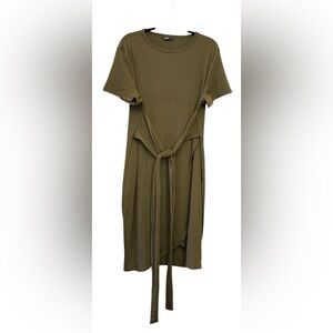 Army Green Bodycon Tie-Waist Dress